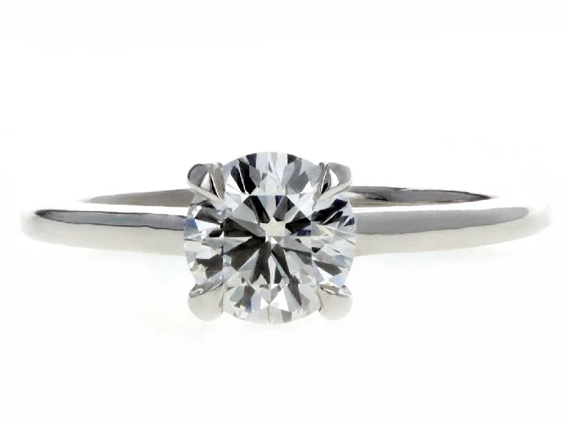 0.97 Carat Round Brilliant Diamond Solitaire Engagement Ring in 14K White Gold GSI Certified