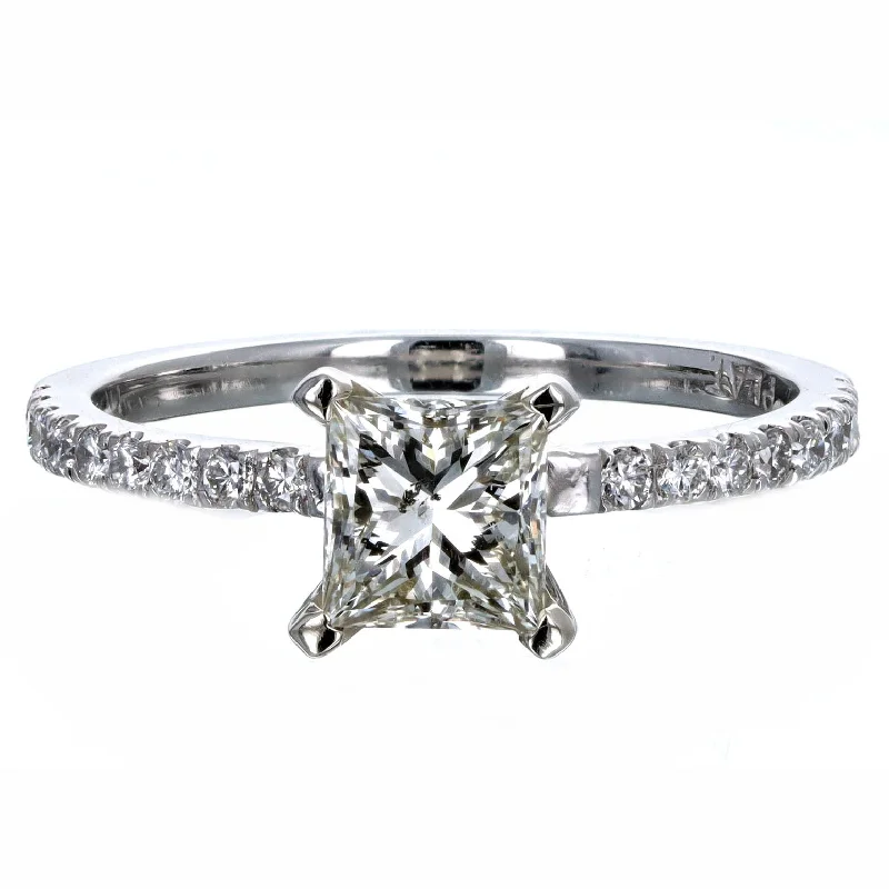 0.99 Carat Princess Cut Diamond Engagement Ring in Platinum GIA Certified