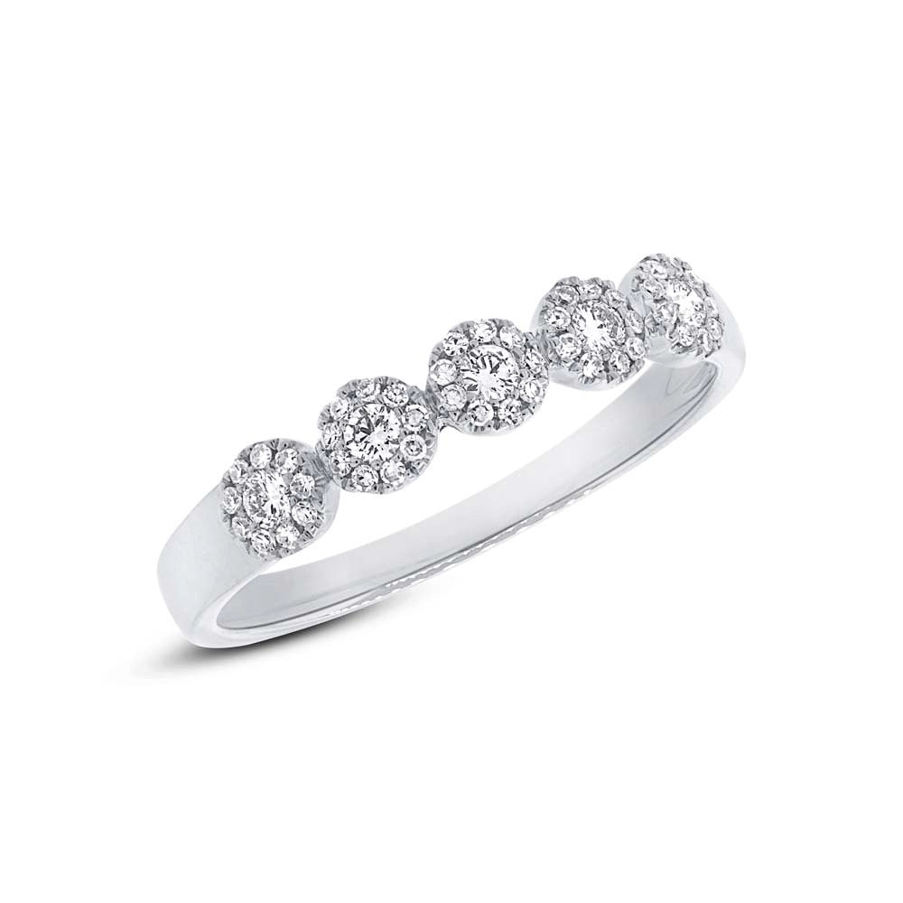 14K White Gold 5-Cluster Diamond Ring