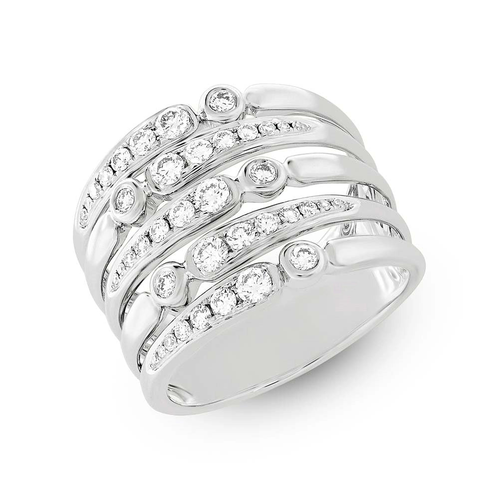 14K White Gold Diamond 5-Row Ring