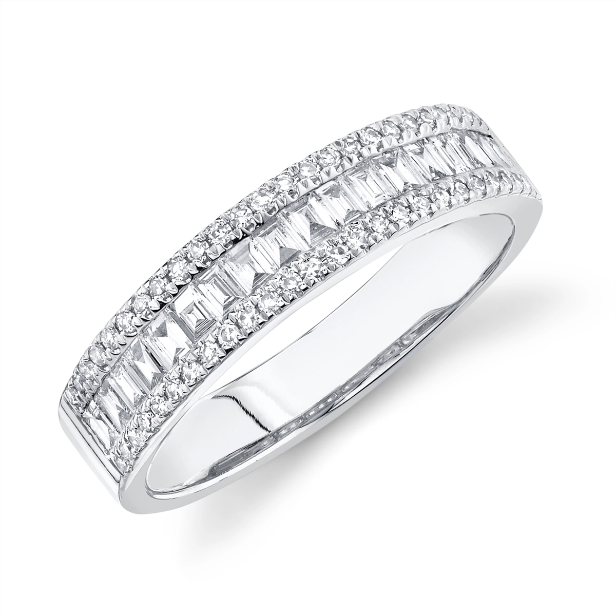 14K White Gold Diamond Baguette Band