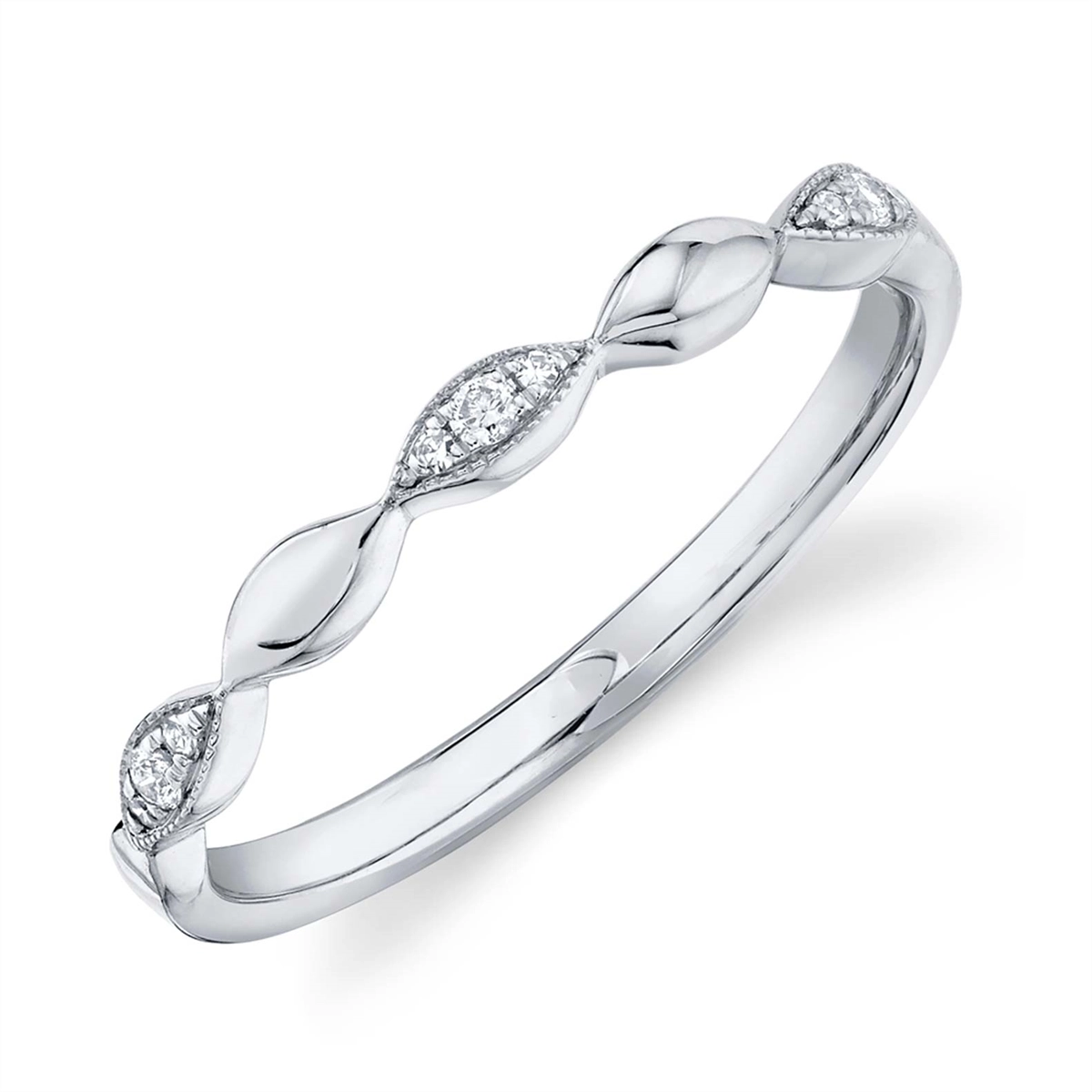 14K White Gold Diamond Band with Marquise Design