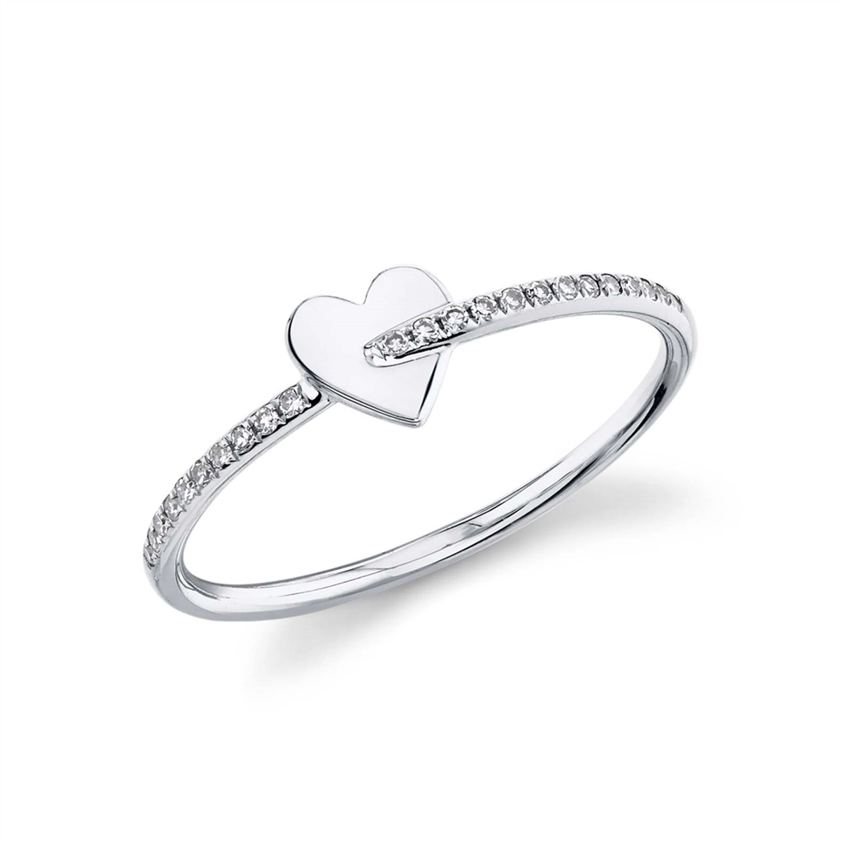 14K White Gold Diamond Heart Ring