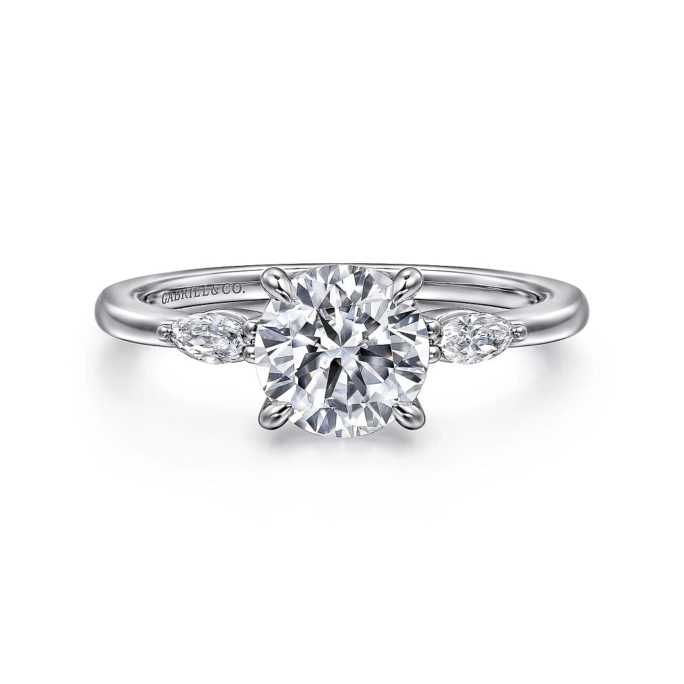 14K White Gold Diamond Semi-mount Ring