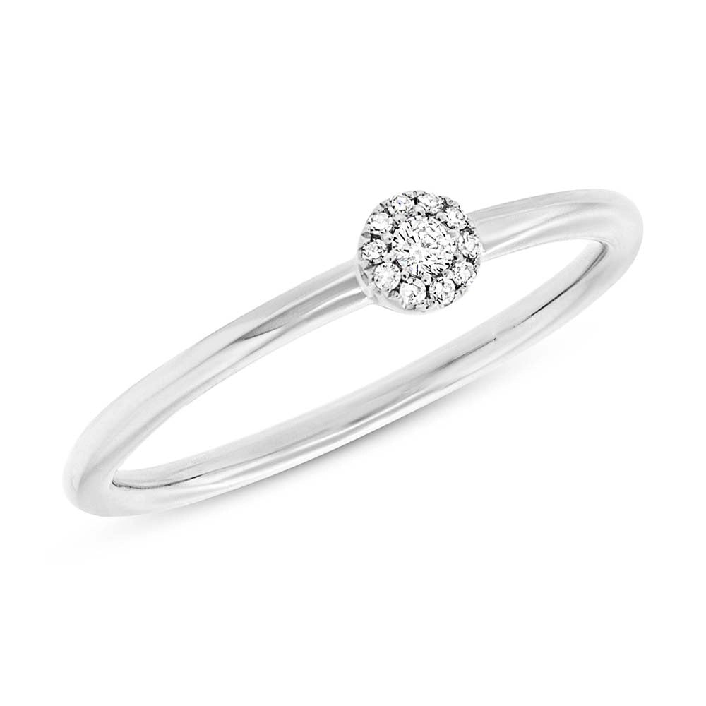 14K White Gold Round Diamond Ring w/Halo