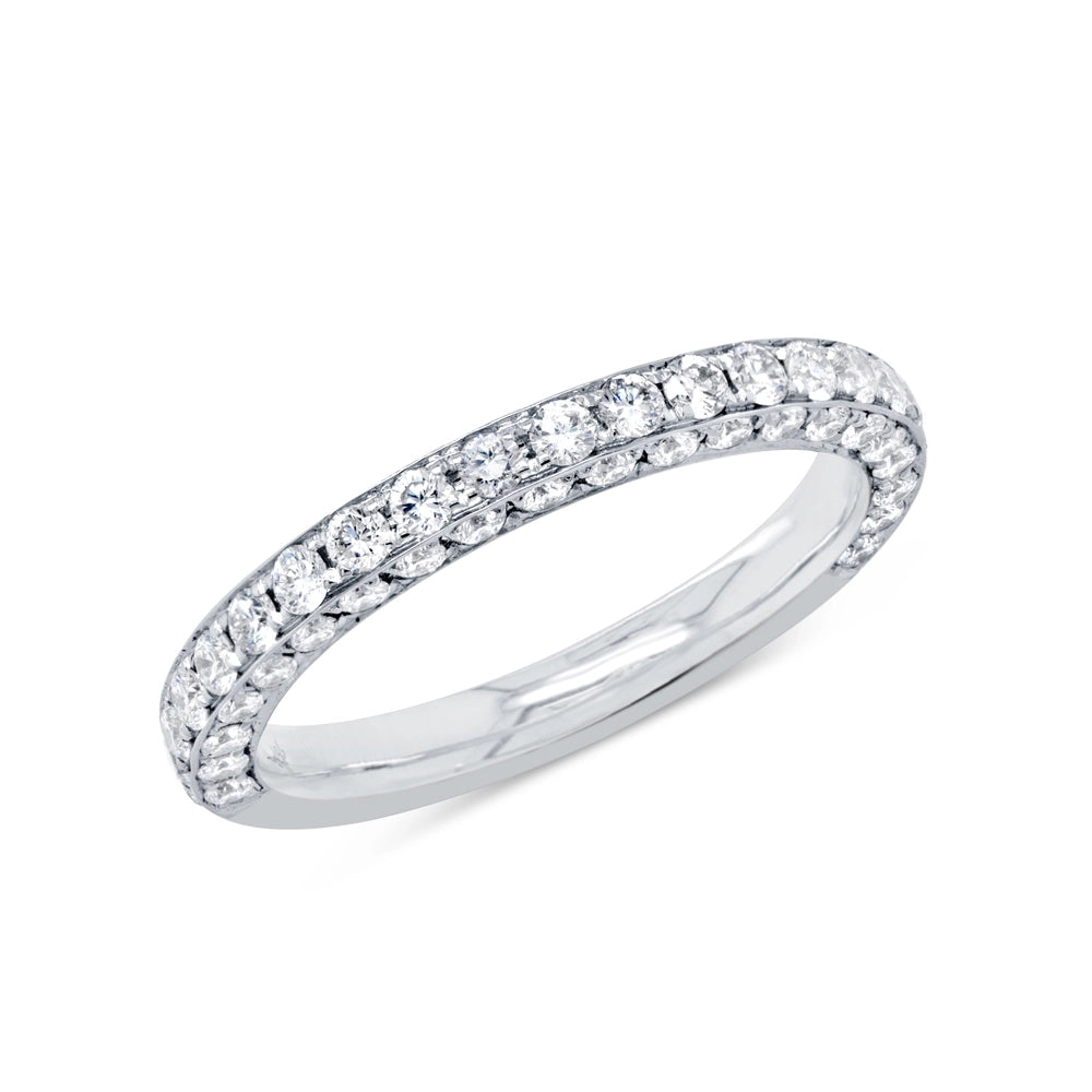 14K White Gold Three Sided Diamond Band