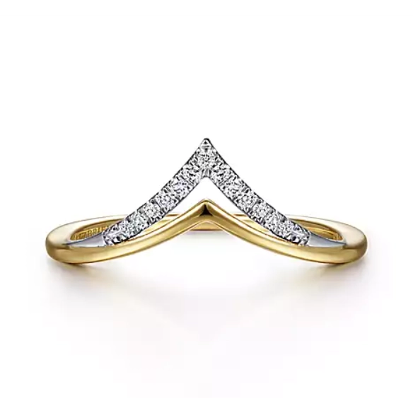 14K Yellow and White Gold Curved Diamond Band