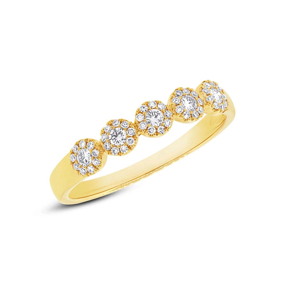 14K Yellow Gold 5-Cluster Diamond Ring