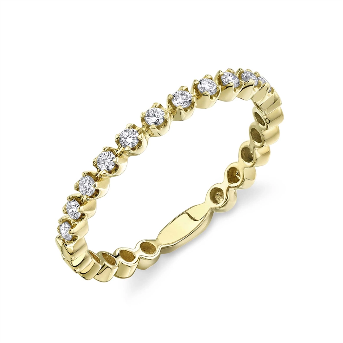 14K Yellow Gold Diamond Band, Prong Set Rounds