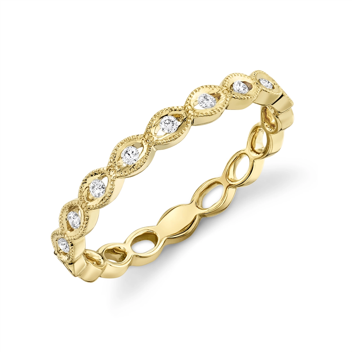 14K Yellow Gold Diamond Fancy Band