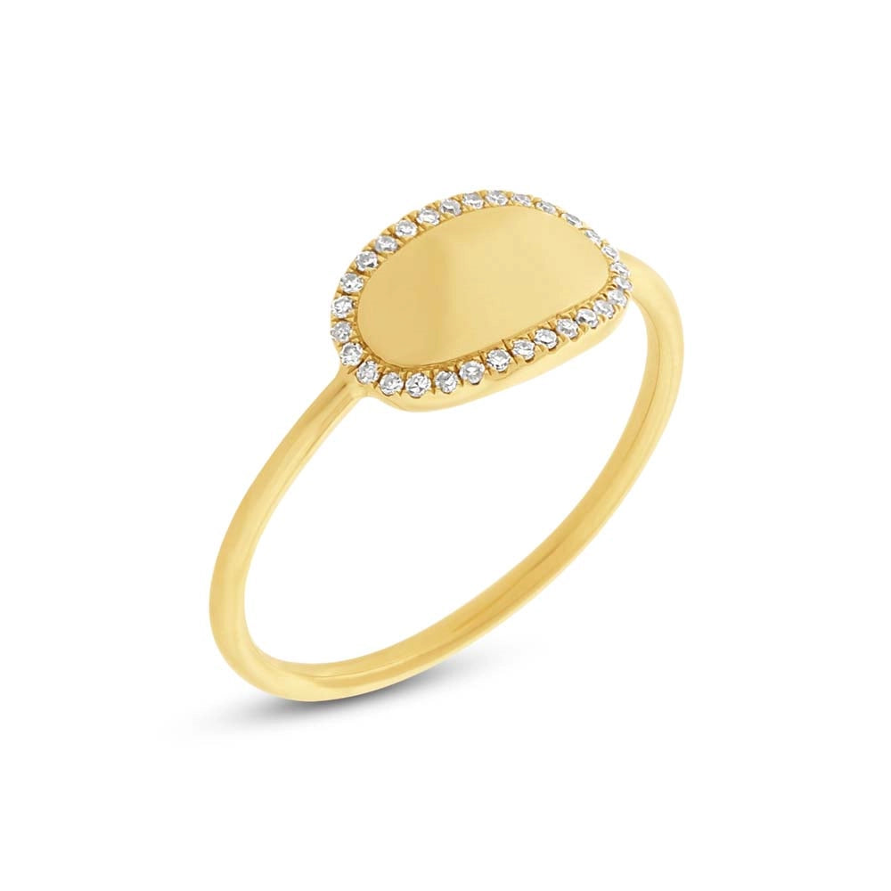 14K Yellow Gold Diamond ID Ring