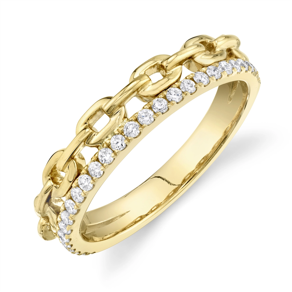 14K Yellow Gold Diamond Link Fancy Band