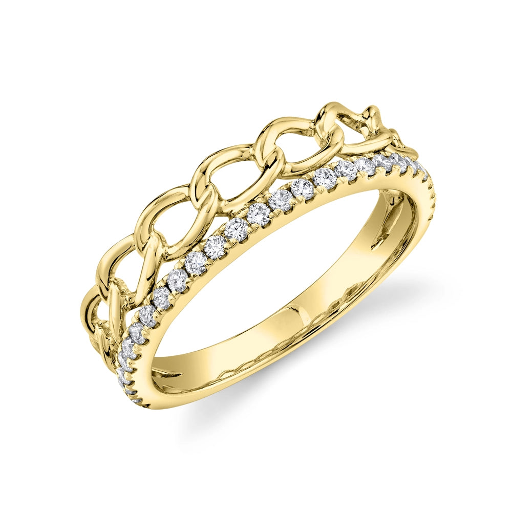 14K Yellow Gold Diamond Link Ring