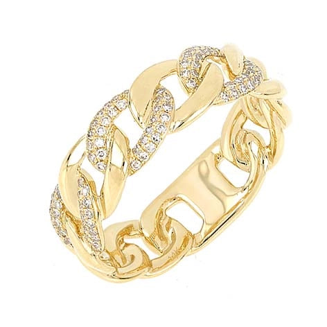 14K Yellow Gold Diamond Link Ring