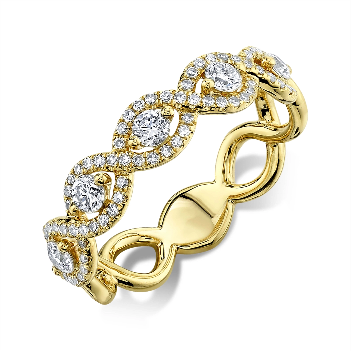 14K Yellow Gold Fancy Infinity Design Diamond Ring