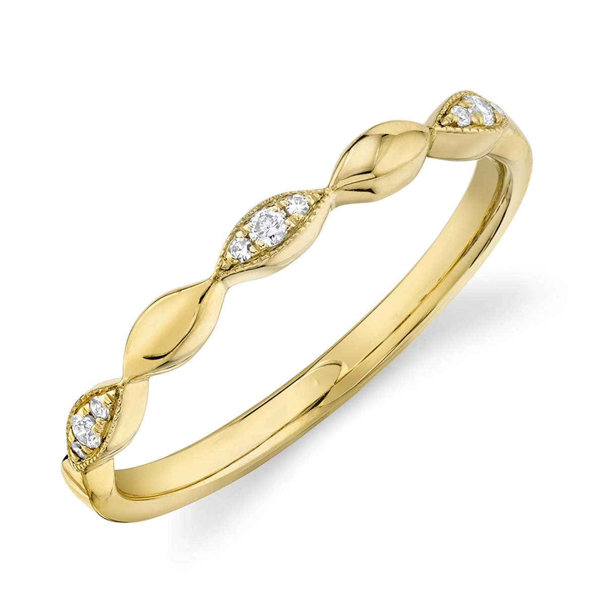 14K Yellow Gold Marquise Shaped Diamond Band