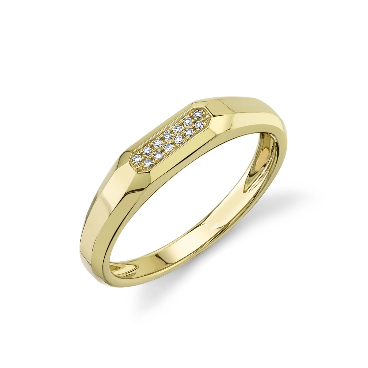 14K Yellow Gold Ring with Diamond Section