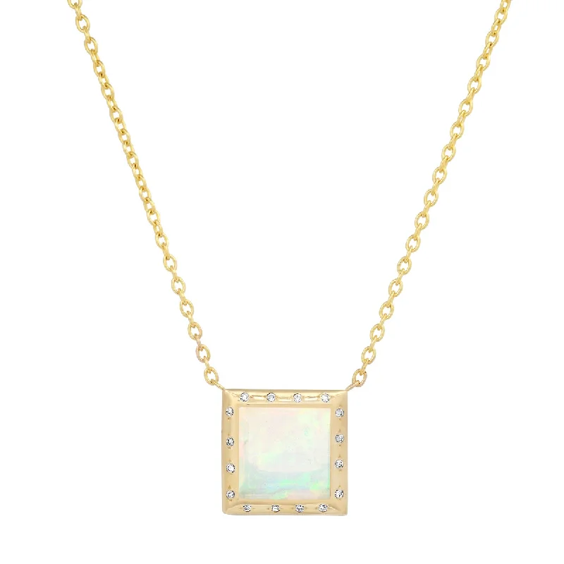 14K YG Opal and Diamond Necklace