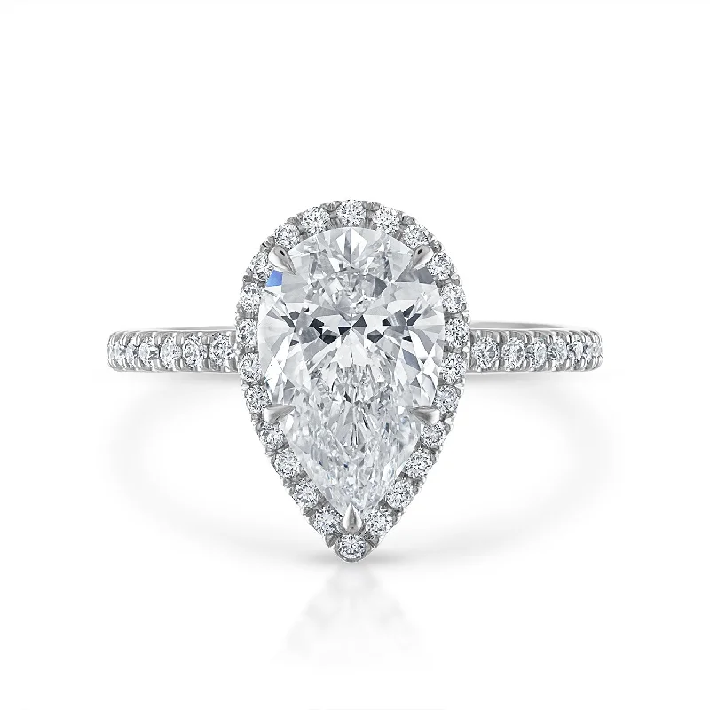 Pear Shape with Pave Halo and Band Engagement Ring