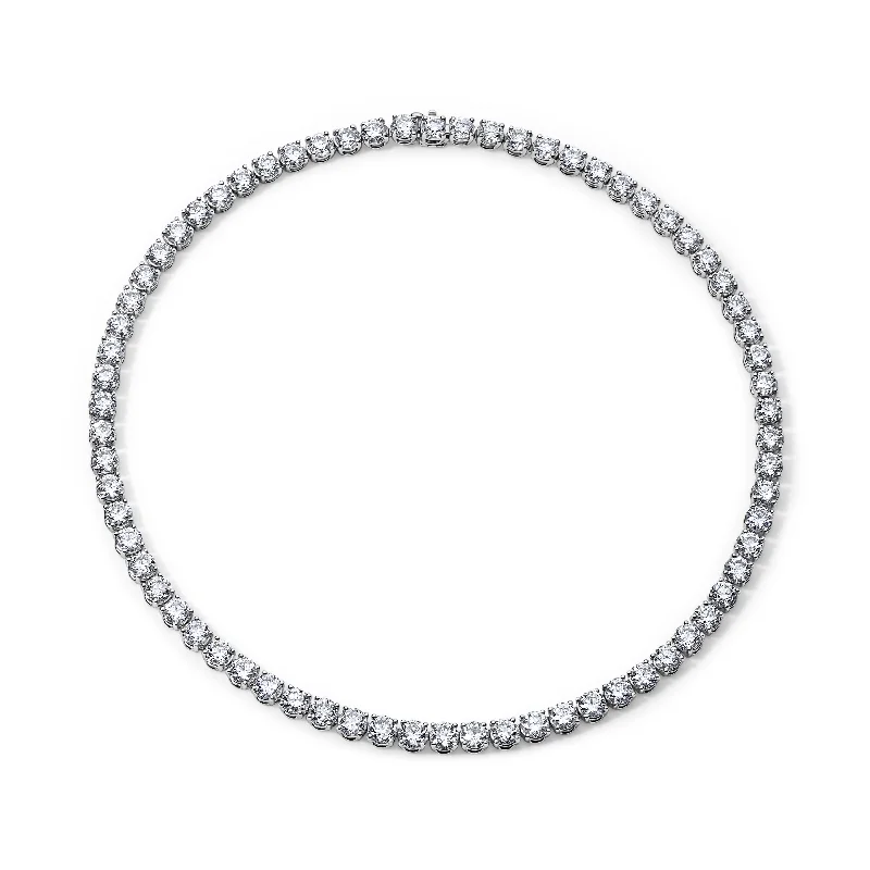 35CT Round Diamond Tennis Necklace