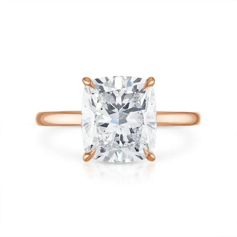 Cushion Cut Solitaire with Pave Bezel Engagement Ring