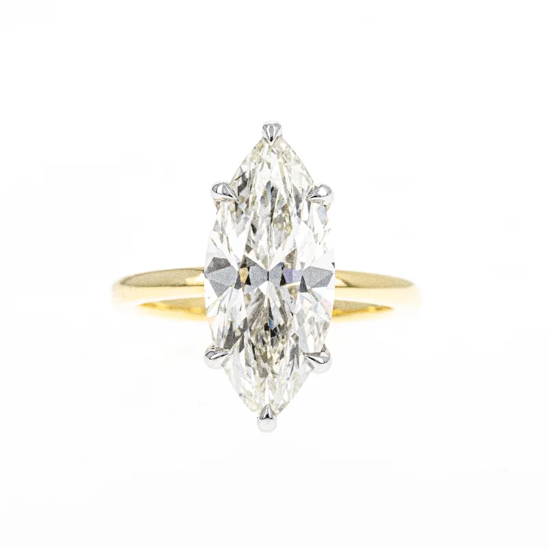 5.11 Carat Marquise Diamond Hidden Halo Engagement Ring in 18K Yellow Gold & Platinum GIA Certified