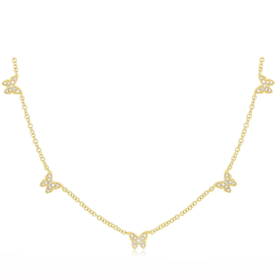 5 Baby Diamond Butterfly Necklace