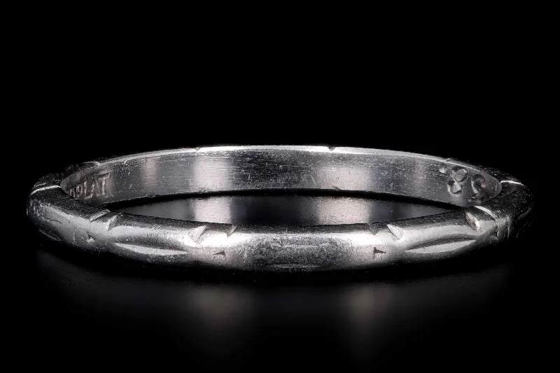 Art Deco Platinum dated 6/30/1938 Wedding Band Size 5.5