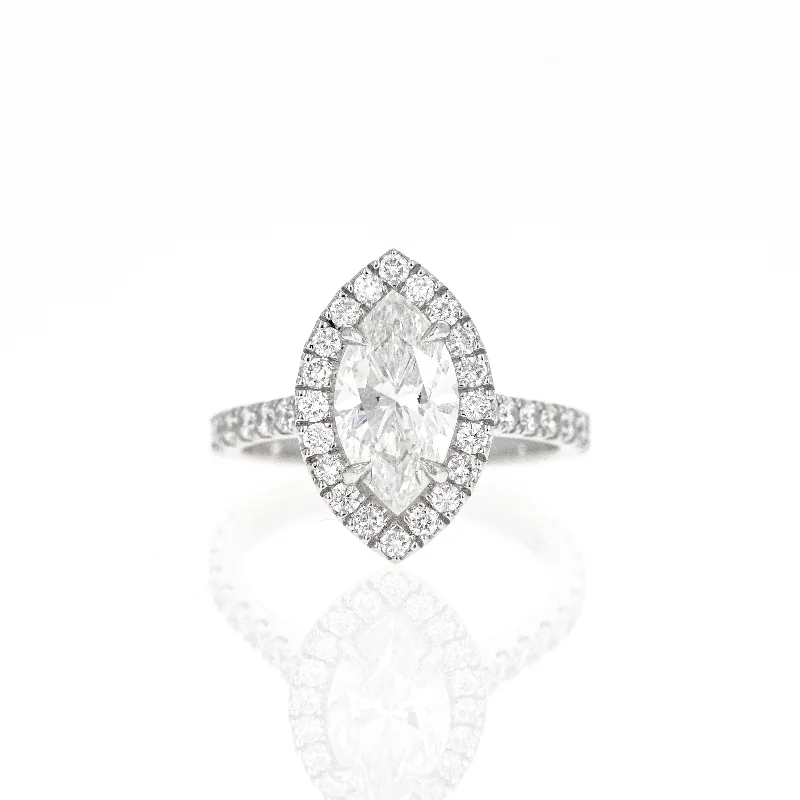 2 Carat Marquise Diamond Halo Engagement Ring GIA Certified