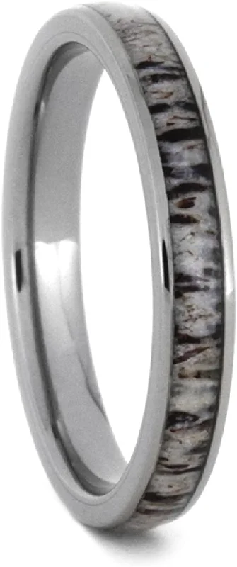 Deer Antler Inlay 3mm Comfort-Fit Titanium Wedding Band