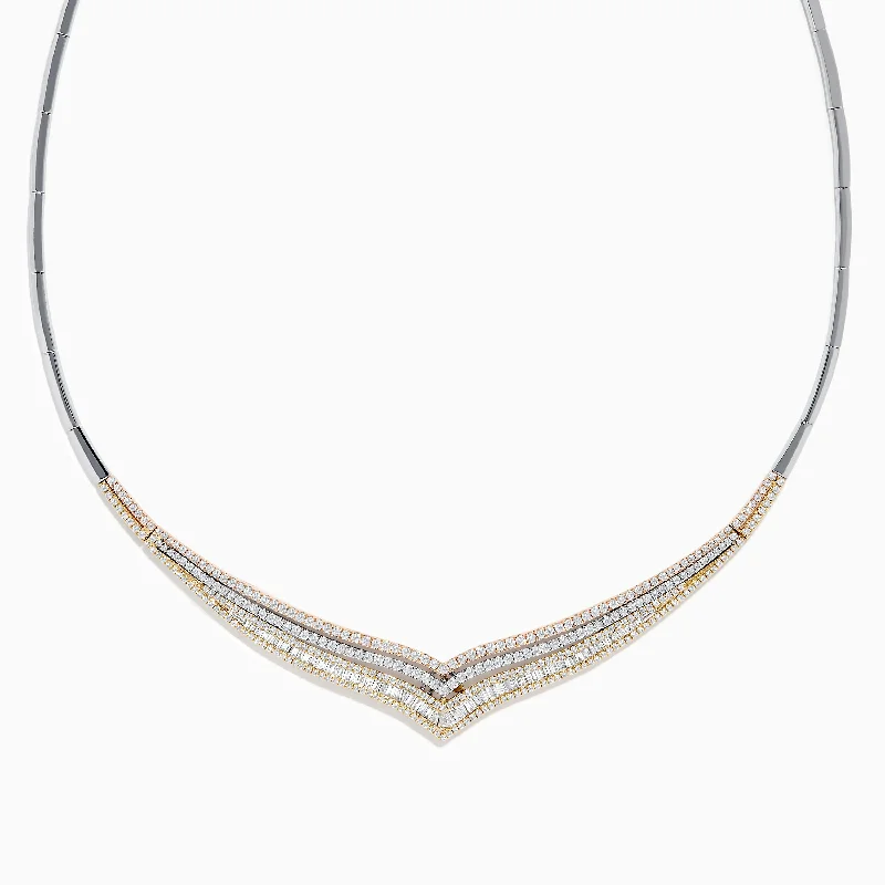 Duo 14K Three Tone Diamond Collar Necklace