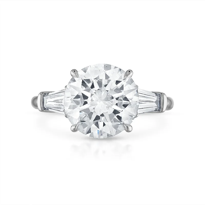 Engagement Ring Setting with Baguette Side Stones