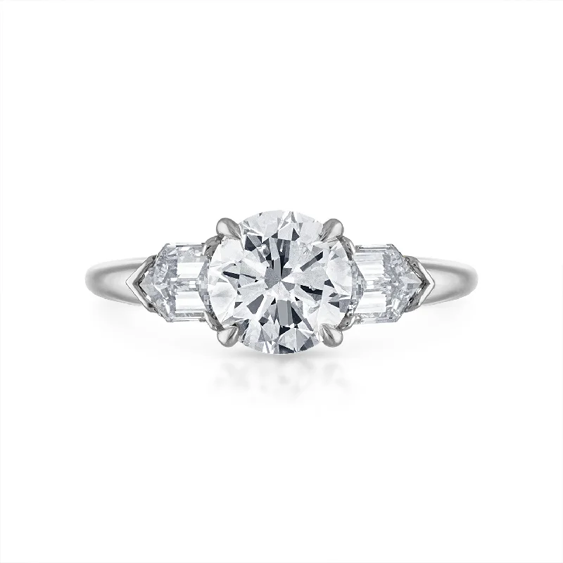 Engagement Ring Setting with Bullet Side Stones