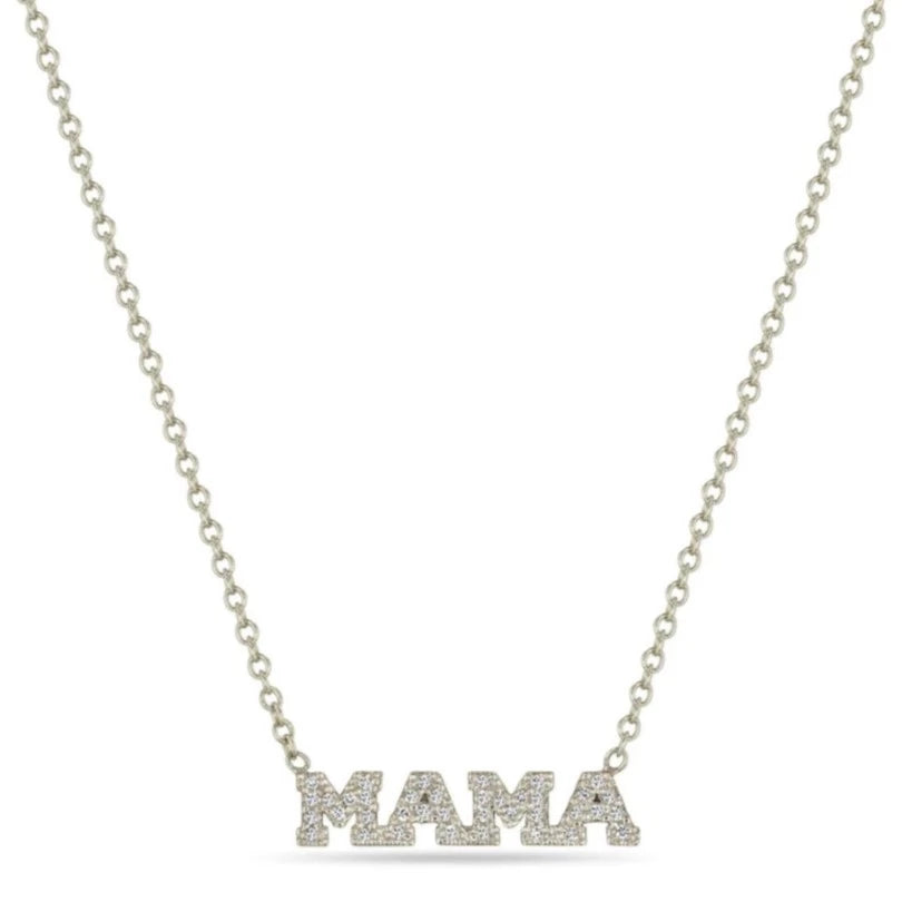 Itty Bitty Pave Diamond MAMA Necklace