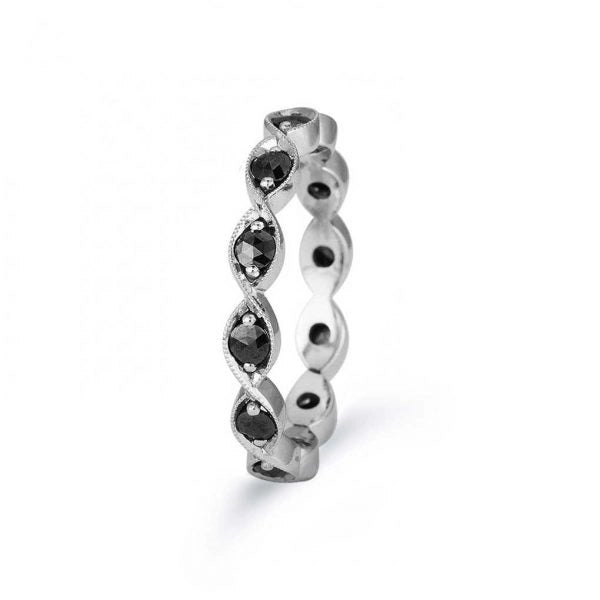 Jack Kelege 18K White Gold Black Diamond Band