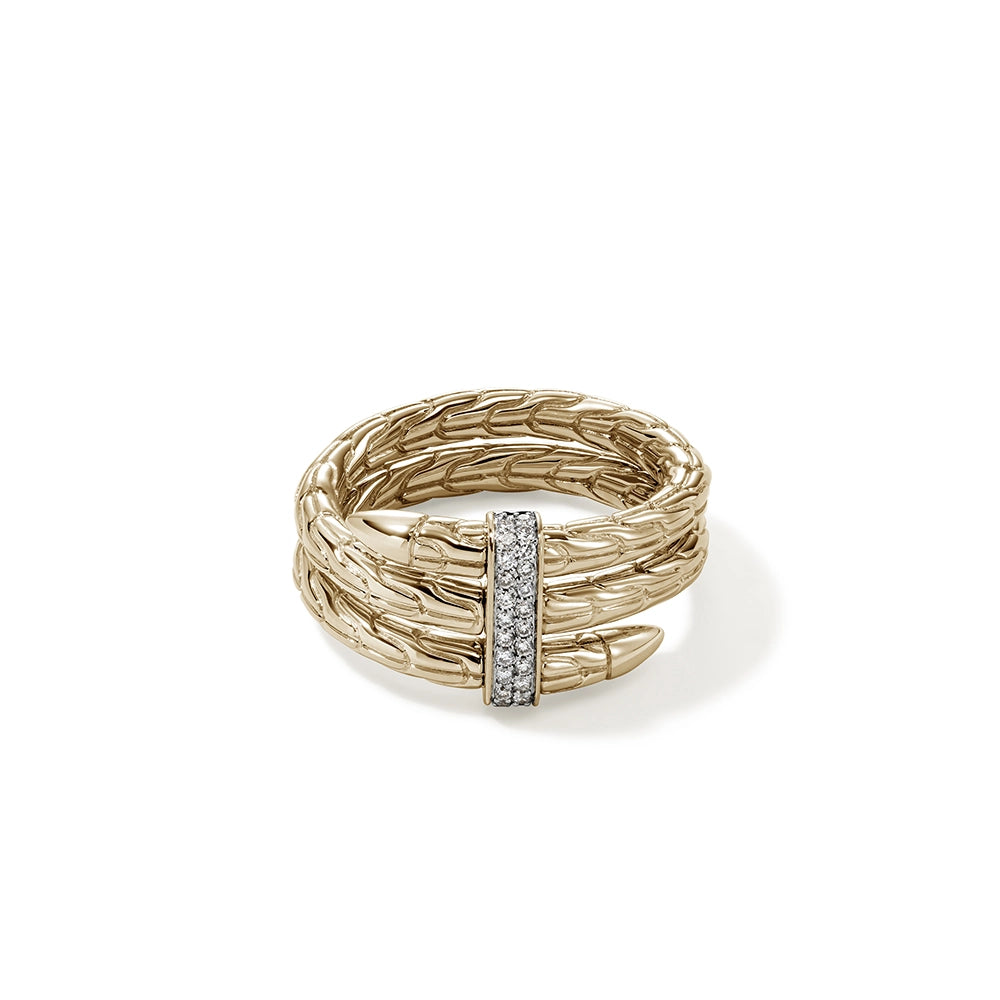 John Hardy 18K Gold Spear Ring with Diamonds