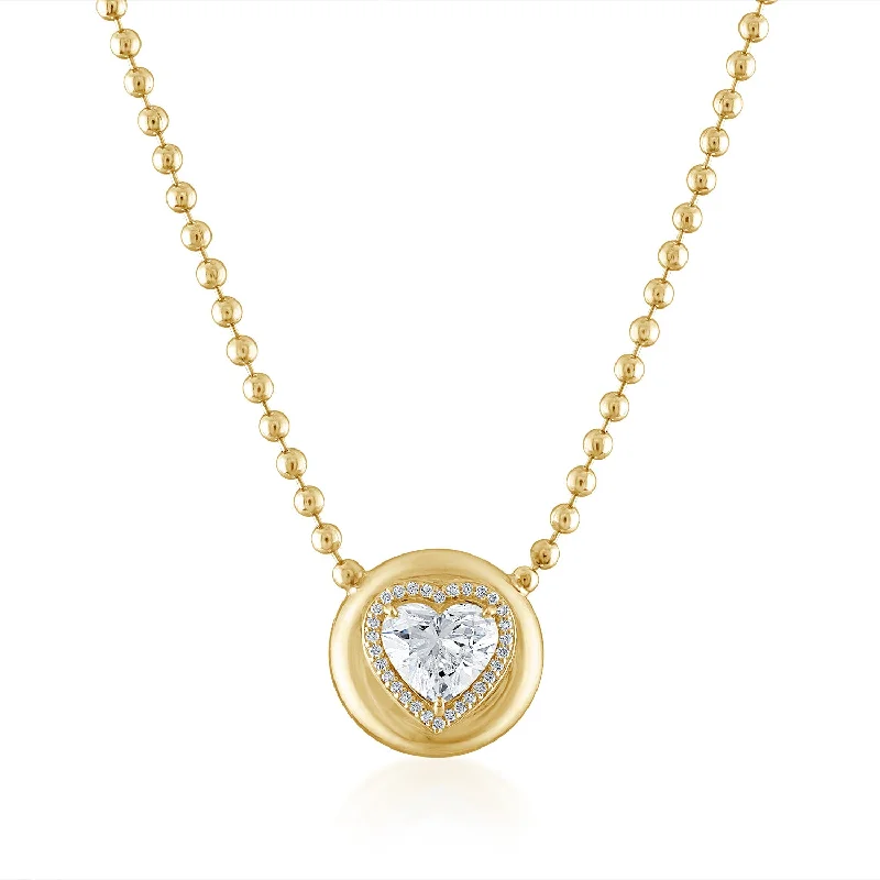 Diamond Heart Button Necklace