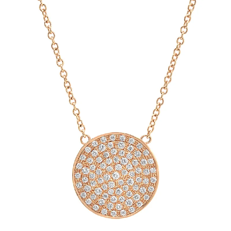 14K Large Diamond Disc Necklace