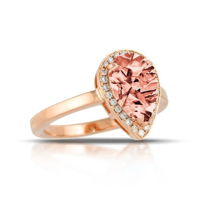 Little Bird Bridal 18K Rose Gold Diamond Ring with Morganite