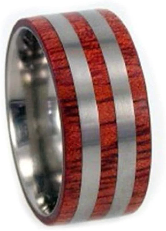 Matte Men's Titanium Bloodwood 10mm Comfort-Fit Band, Handmade, Size 13.25