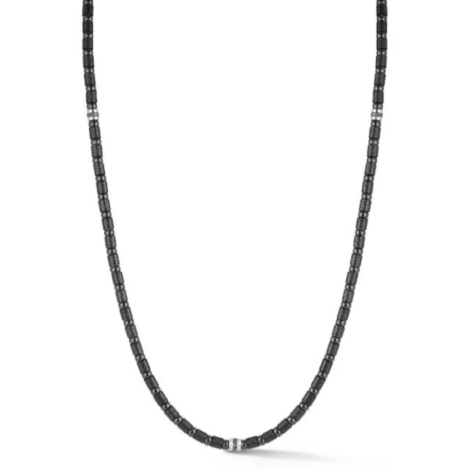 Men's Carbon Black Necklace with 3 Black Diamond Sections