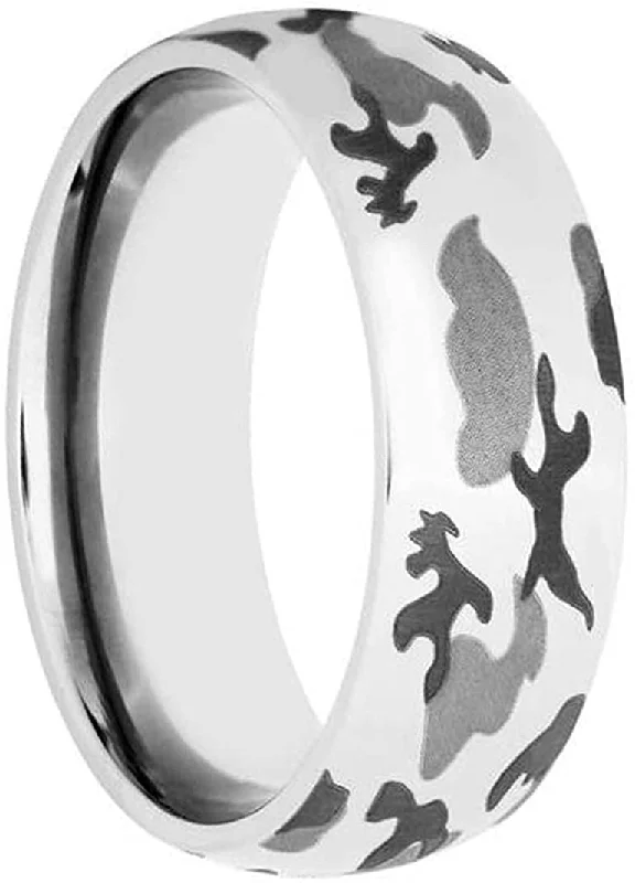 Men's Titanium Camo Design 8mm Comfort-Fit Band, Size 12.5