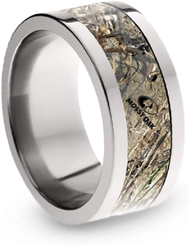 Mossy Oak Duck Blind Camo 10mm Comfort-Fit Titanium Ring, Size 7.5