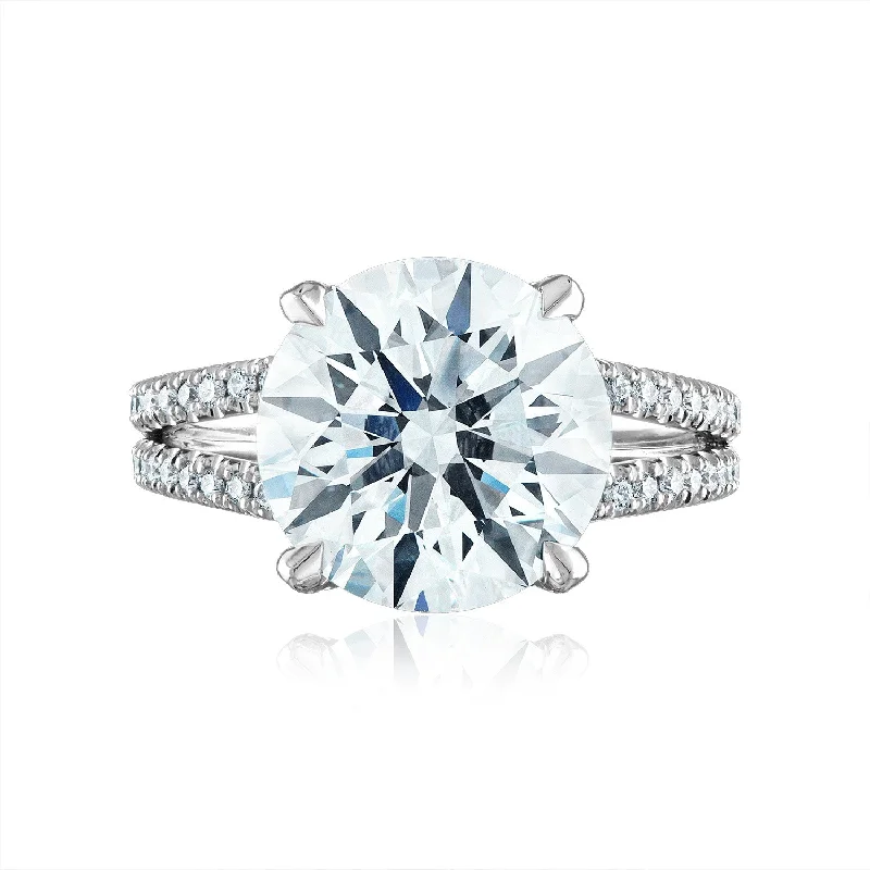 Pave Split Shank Engagement Ring