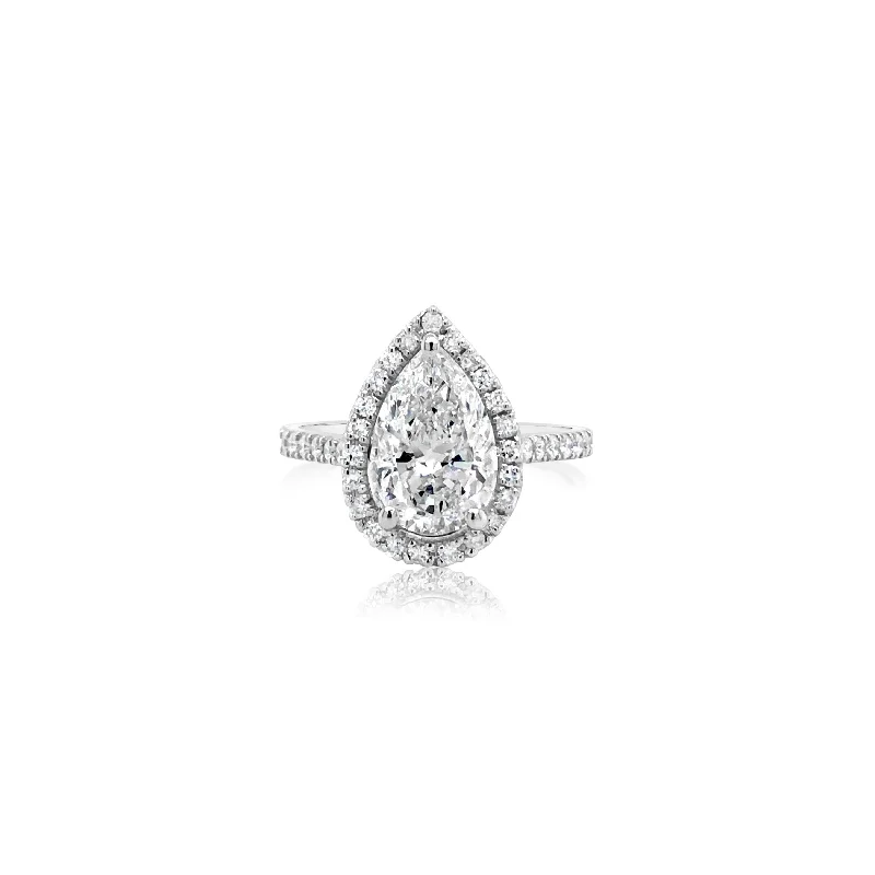 Pear Shape Diamond Halo Engagement Ring