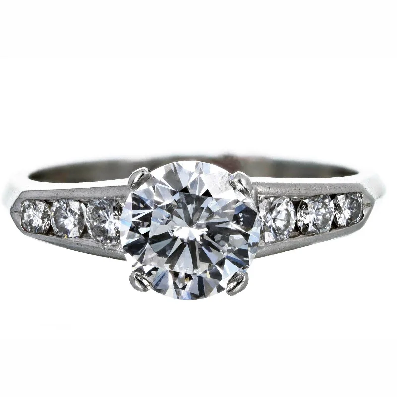 Platinum 1.36 Carat Round Brilliant Diamond Engagement Ring GIA Certified