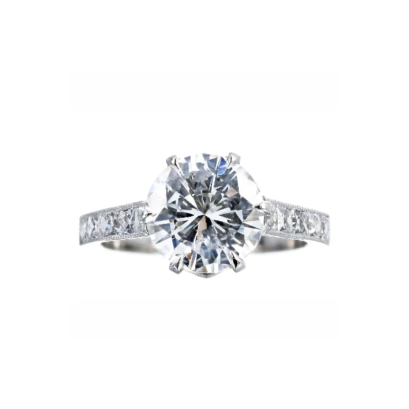 Platinum 3.03 Carat Round Brilliant Diamond Engagement Ring GIA Certified