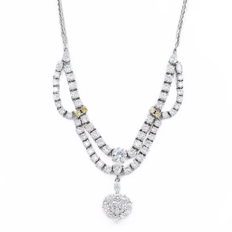 Platinum 8.55 Carat Diamond Heart Halo Necklace