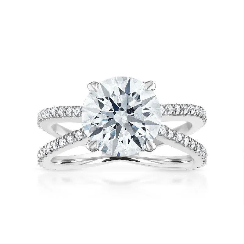 Reverse Pave Split Shank Engagement Ring