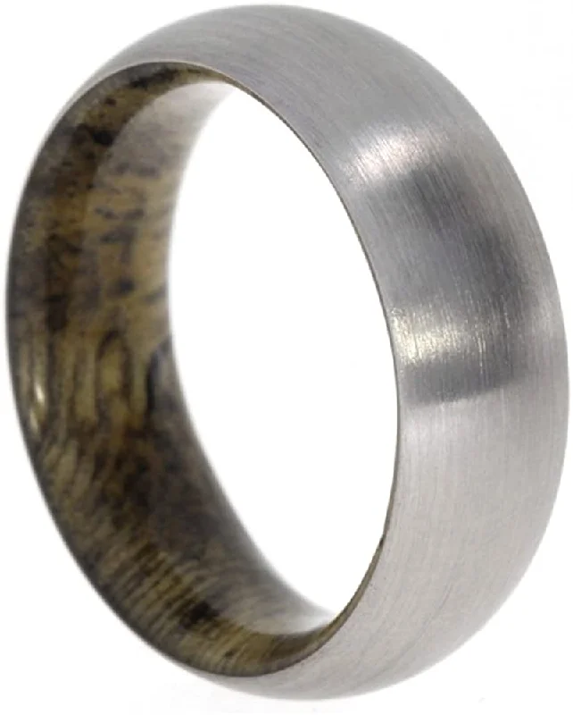 Sindora Wood Inlay 8mm Comfort Fit Matte Titanium Band, Size 11.75